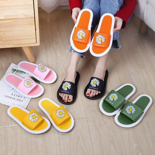 

slippers zeekson ins trend flip flops women's shoes fashion korean version of small daisy female home non-slip bathroom, Black