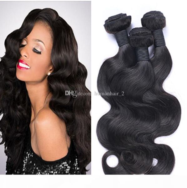 

peruvian virgin human hair bundles 3 pcs lot body wave hair bundles no tangle no shed grade 8a unprocess hair, Black;brown