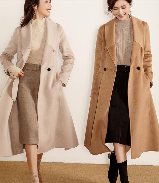 

women's wool & blends texture pure manual water ripple luxury paragraph temperament accept waist coat grows in warm winter cloth female, Black