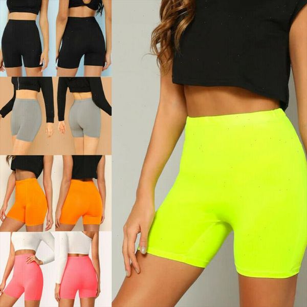 

womens stretch cycling shorts workout slim fit leggins high waist short femme solid color summer skinny bike shorts for women, White;black