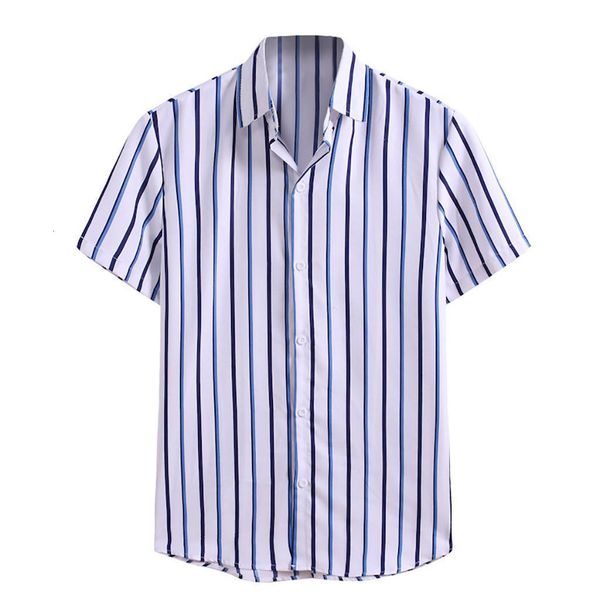 

мода летние социальные рубашки для мужчин повседневный с коротким рукавом полоса для полосы печати мужская блузка рубашка мужчины летняя кам, White;black