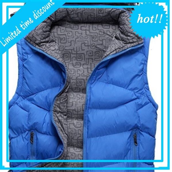 

casual white duck vest thick coat autumn winter active zipper sleeveless down jacket mens women clothing, Black