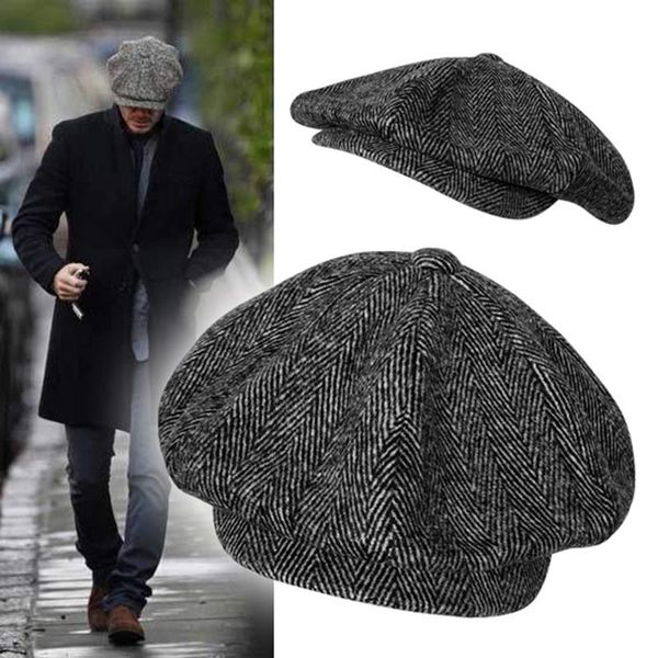 

berets casquette wool sboy caps men grey herringbone flat women coffee british painters hat autumn winter and hats blm09, Blue;gray