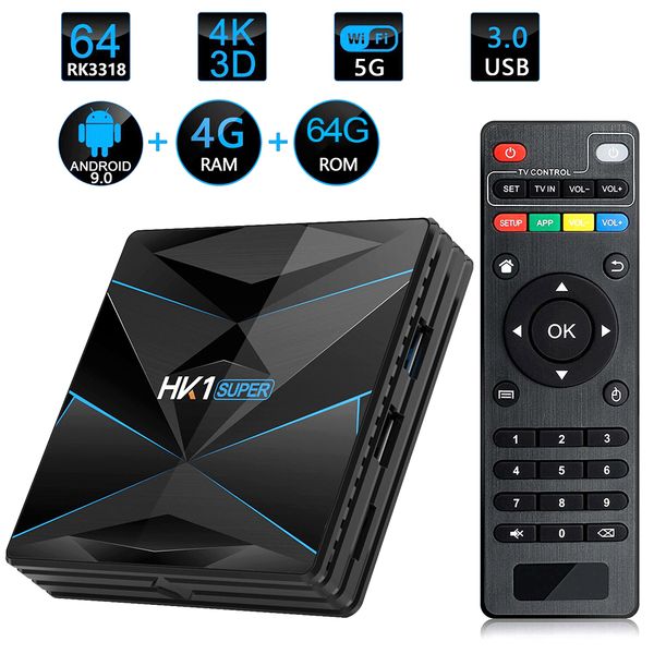 

hk1 super smart tv box android 9.0 tv box rockchip rk3318 quad core 64 4k 4gb 64gb 2.4g 5g wifi bt4.0 hd media player android 10.0