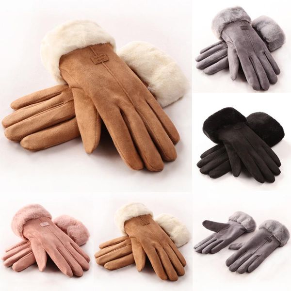 

ski gloves 1 pair of warm ladies winter girls outdoor full finger lining driving windproof soft elas