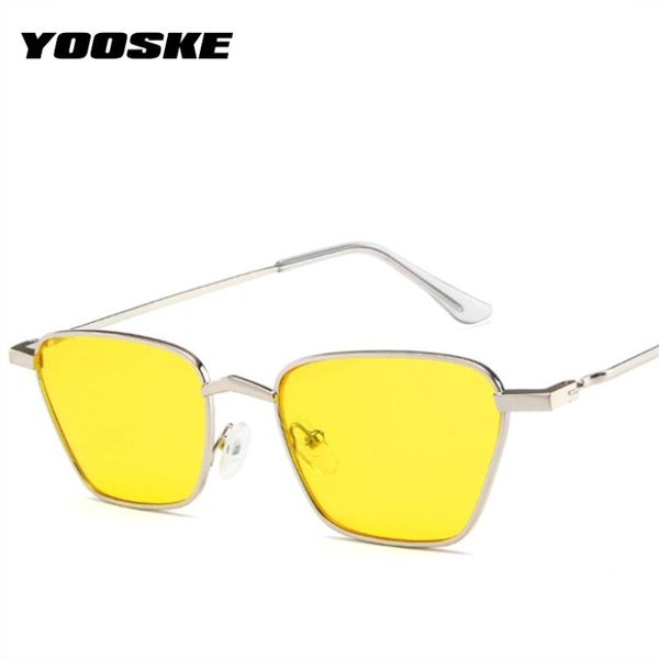 

yooske men sunglasses brand design small frame sun glasses for women vintage yellow black eyeglasses lady mirror glasses uv400, White;black