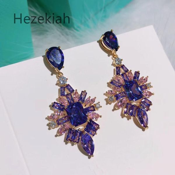 

hezekiah 925 tremella needle lady noble earrings tassel earrings personalized fashion eardrop shiny purple dance party ing, Golden