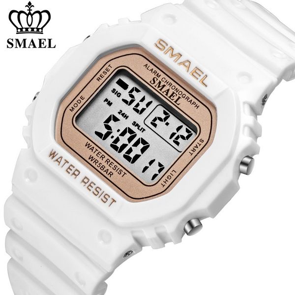 

smael fashion digital watch women waterproof backlight multifunction wrist watch small dial led ladies watches relogio feminino 201114, Slivery;brown