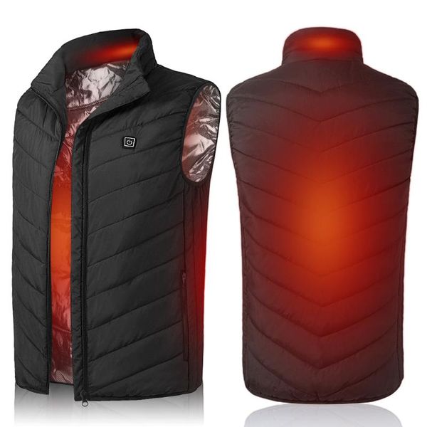 

outdoor t-shirts winter warm waistcoat electric heating vest usb charging heated coat thermal for walking camping ice fishing, Gray;blue