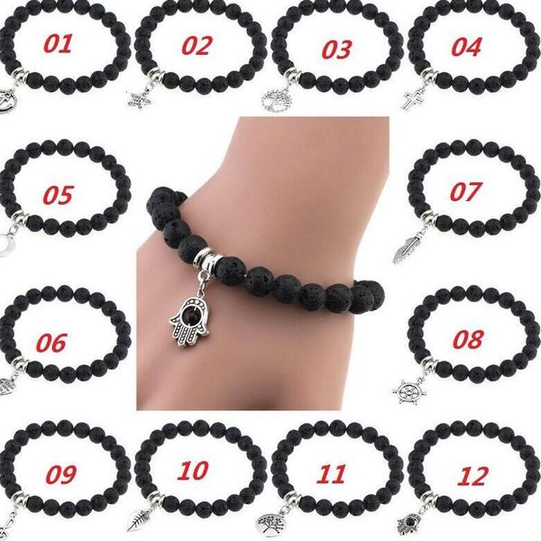 

anti-fatigue natural rock lava volcanic stone men women turquoise prayer beads charms bracelets diffuser jewelry friendship gift