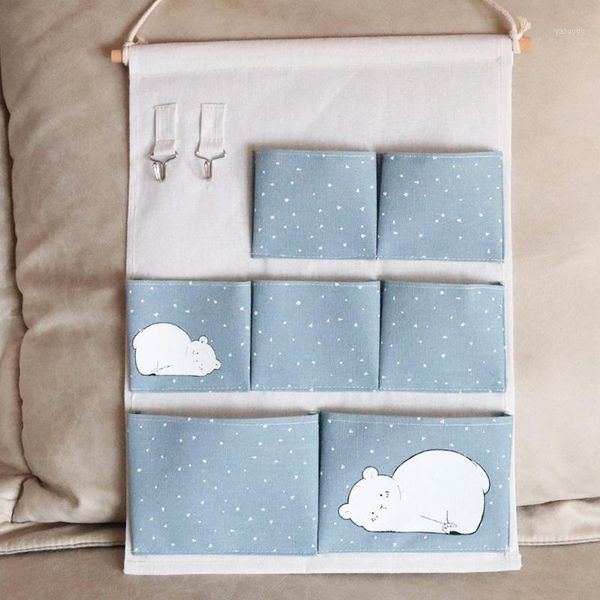 

cartoon multi-pocket sundries storage bag wardrobe packing bag wall hanging cosmetics toys organizer sorting for home decor1