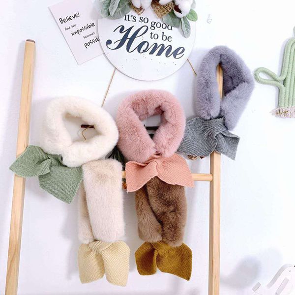 

winter thickened, children's and lengthened autumn warm versatile, korean sweet thickened rex rabbit wool scarf fmxu, Red;brown