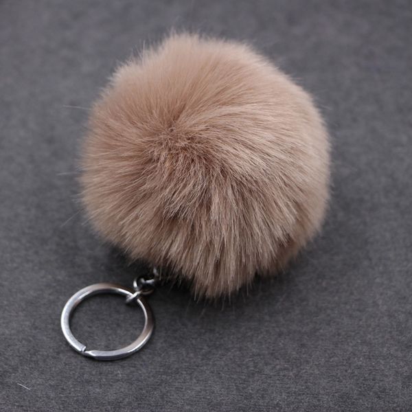 

gift artificial rabbit ball plush fuzzy fur christmas chain pom car bag keychain key ring pendant jewelry, Silver