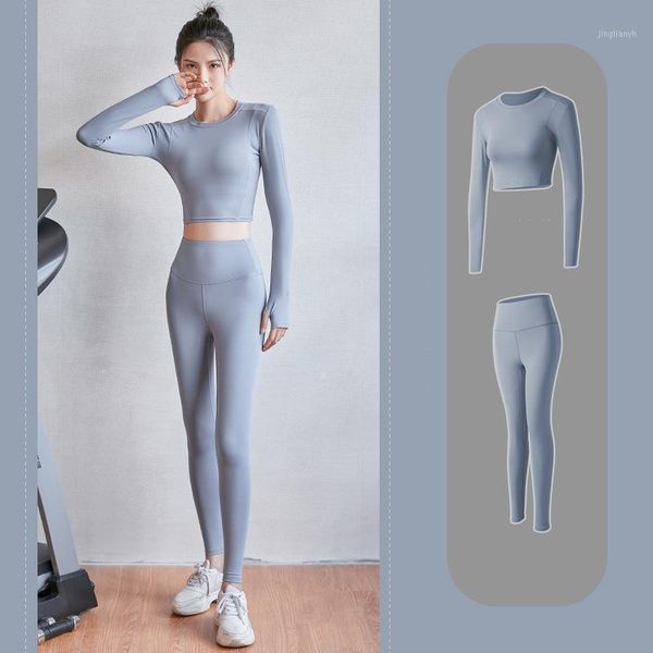 

yoga outfits beginners set quick dry gym sport women fitness blue black pink full sleeve crop sportswear female plus size 1231, White;red