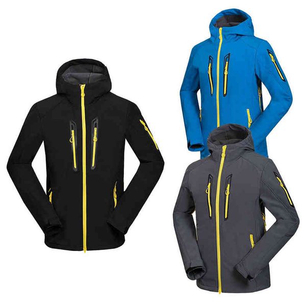 

softshell jacket men waterproof windproof fleece keep warm coat outdoor sports trekking camping hunt breathable hoodie clothing, Blue;black
