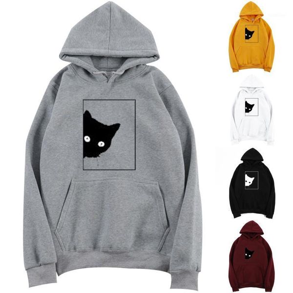 

women's hoodies & sweatshirts ladies fashion pullover long-sleeved hooded sweater printing loose women's clothing, autumn and wint, Black