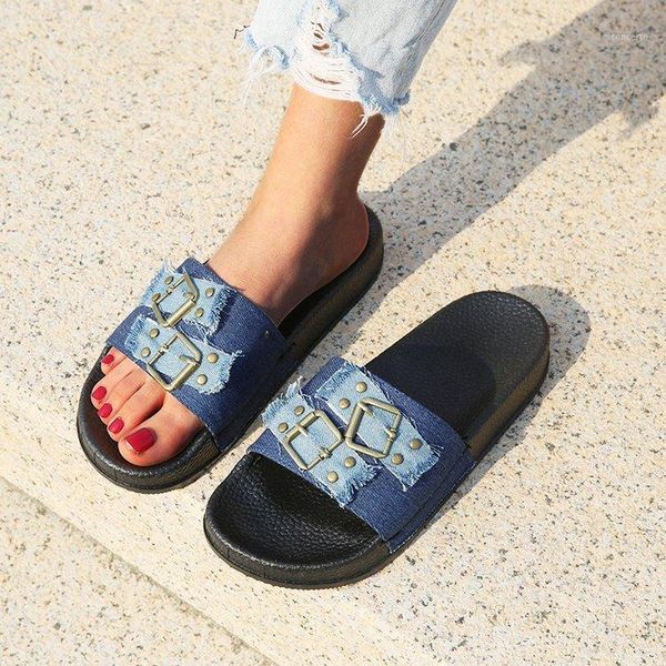 

aardimi 2020 bordered flat with rivet women slippers flock flip flop shoes woman summer slides home or outside female footwear1, Black