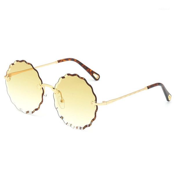 

sunglasses 2021 brand design women round shape rimless ocean resin material lenses 1624 uv400 protection eyewear1, White;black