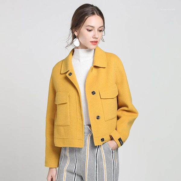 

women's wool & blends coat female spring autumn jacket women clothes 2021 korean elegant woolen coats and jackets casaco feminino zt22, Black