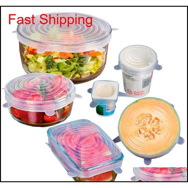 

6 pcs/set reusable sil stretch lids food cover fresh keeping sile stretch lids caps for food kitc qylsxv wphome