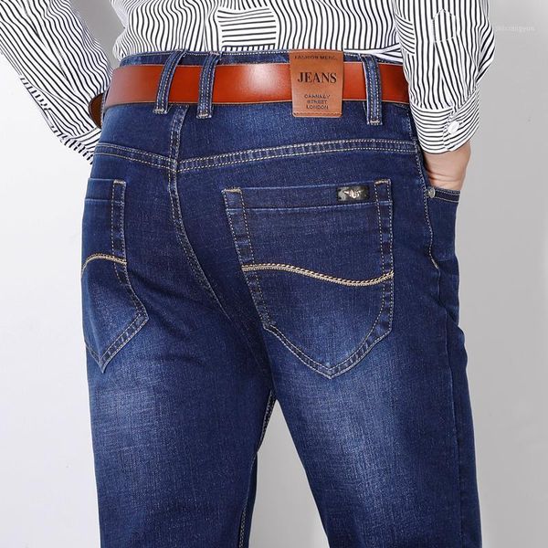 

men's brand stretch jeans 2020 new business casual slim fit denim pants gray blue trousers jeans male plus size 35 36 38 401