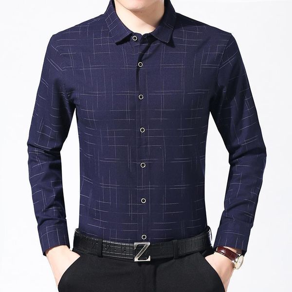 

browon mens shirts casual slim fit long sleeve turn-down korean style collar full polyester fiber print shirts men clothing 20201, White;black