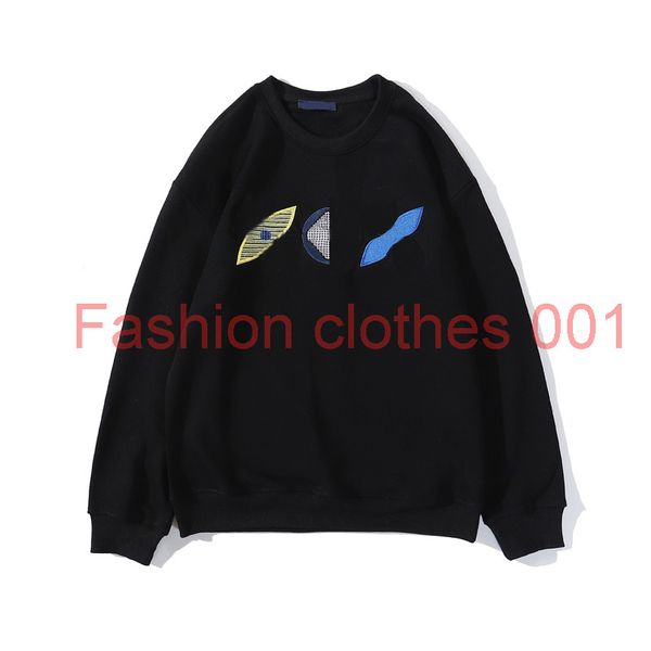 

20fw geometric floral embroidery pullover hoodie men women sweater o-neck winter sweatshirt casual streetwear clothing m-2xl, Black