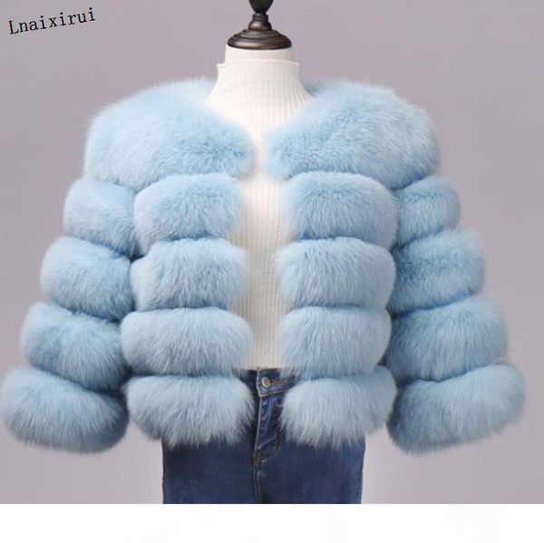 

winter jacket women big fluffy artificial fur coat fake raccoon fur thick warm outerwear streetwear no removable vesto, Black