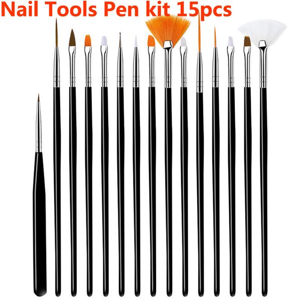 

nail tools pencil nail pen nailbrush nail tools kit 15pcs, Yellow