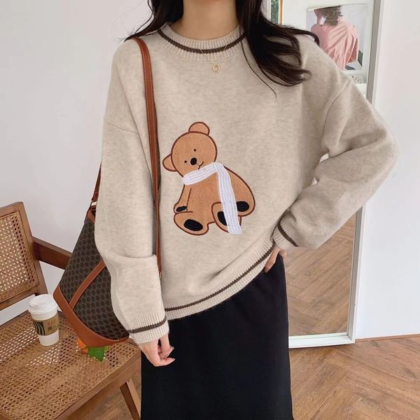 

lamtrip boutique korean kawaii version all-match long-sleeved pullover cartoon sweet cute girl chic lady sweater q1215, White;black