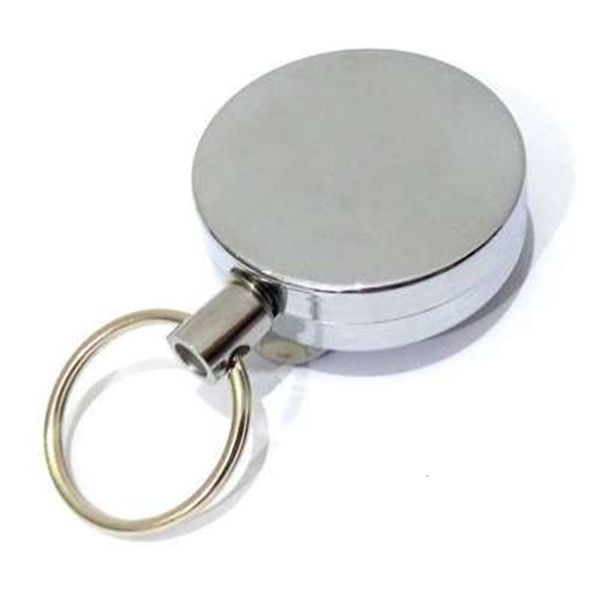 

elastic resilience recoil steel keychain wire sporty rope retractable alarm key ring anti lost ski pass idcard, Silver