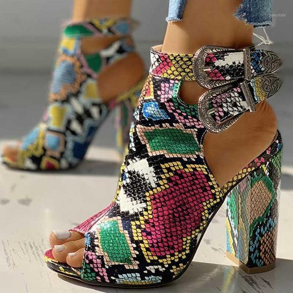 

boots women summer open peep toe snakeskin buckle strap fashion ankle made in china shoes1, Black
