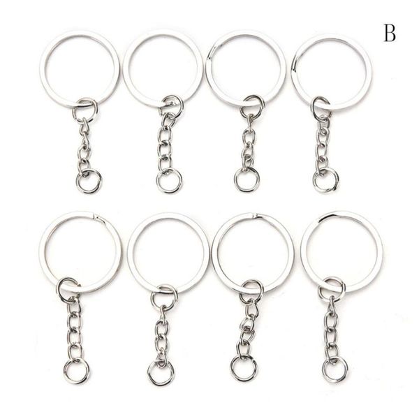 

keychains 100 pcs/set silvery stainless alloy circle keychain diy 25mm keyrings 3 styles jewelry key ring 2021 chains, Silver