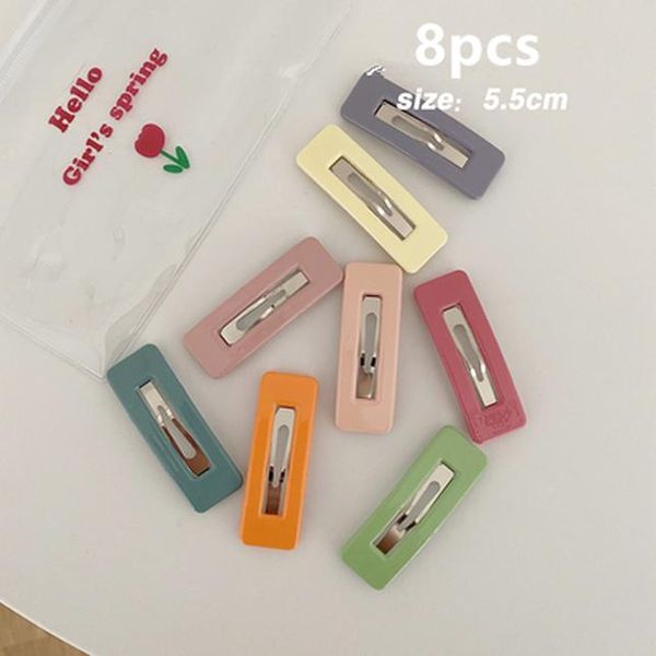 

aomu 2020 new colorful hairpins korea fashion candy color geometric rectangle waterdrop hair clips for women hairclip wmtuvt, Golden;white