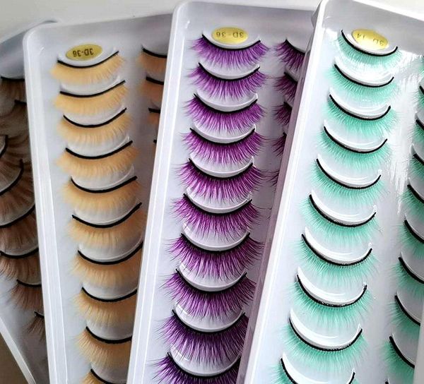 

false eyelashes quxinhao 10 pairs makeup colorful ultrashort brown fake eyelash extension doll accessories maquiagem