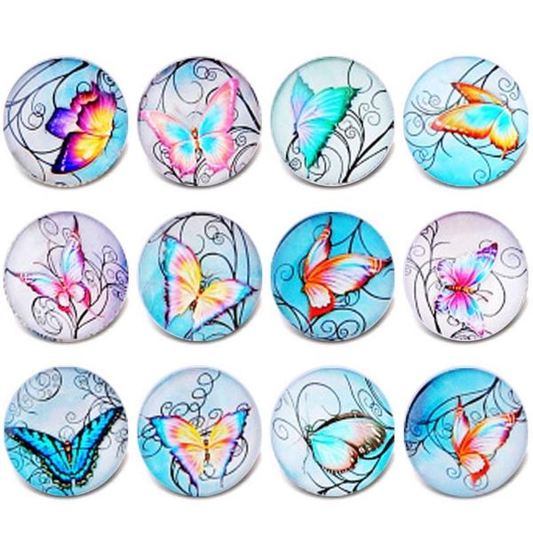 

10pcs/lot new mixed snap jewelry vintage dragonfly glass charms 18mm snap button jewelry for 18mm snaps bracel bbylzj