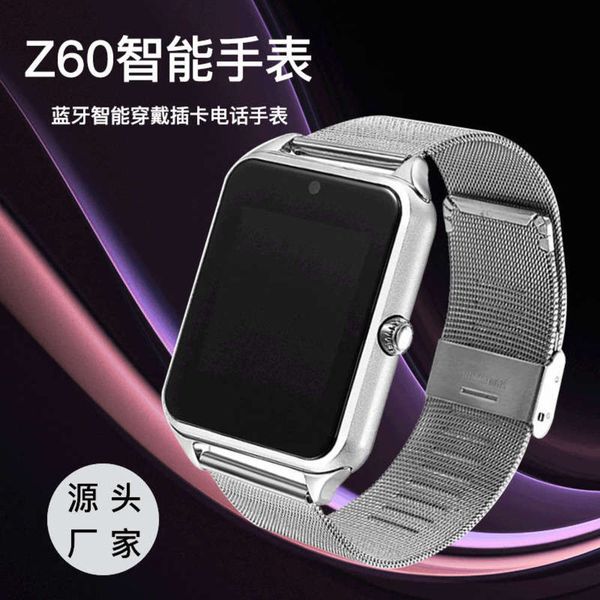 

card smart watch z60 steel strip telephone watch motion meter step bluetooth smart watch, Slivery;brown