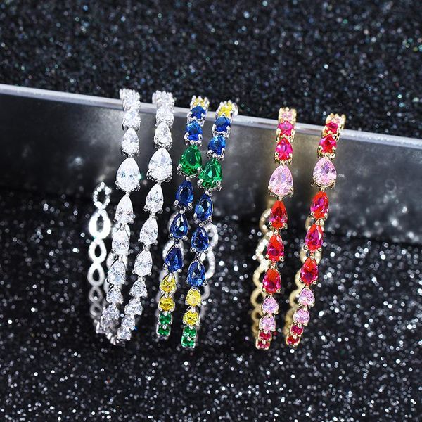 

accking fashion earring full cubic zirconia multicolor hoop earrings women's fashion jewelry cobre cz brinco cepbtn, Golden;silver