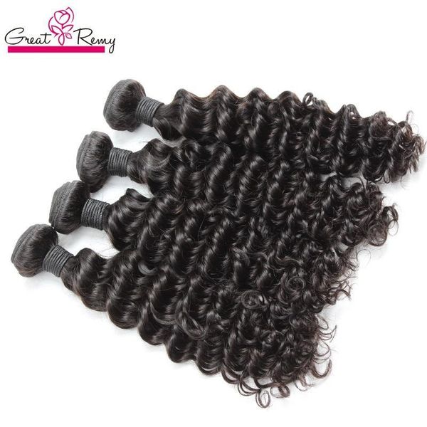 

100% malaysian human hair bundles deep wave double weft extensions 8"~30" unprocessed remy hair natural color dyeable 4pcs lot gre, Black