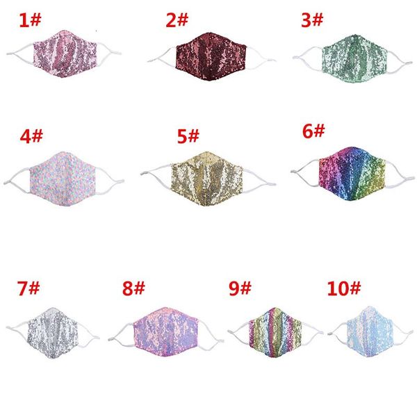 

women mouth sequin earloop adjustable glitter face cover bling outdoor gauze maks reusable dustproof mask da684