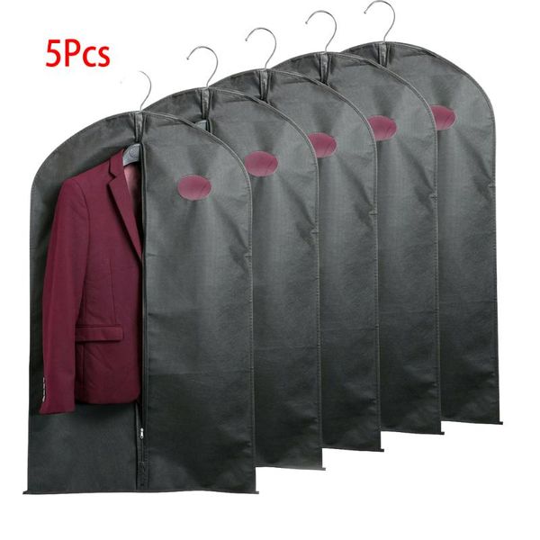 

storage boxes & bins 5 pieces/set garment bag suit jacket hanging cover dust-proof travel reusable dust home