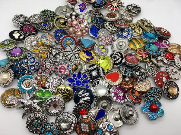 

factoryq8pksnap wholese 18mm 20mm 50pcs/lot ginger chunk button rhinestone mixed style diy jewelry fit noosa charm bra