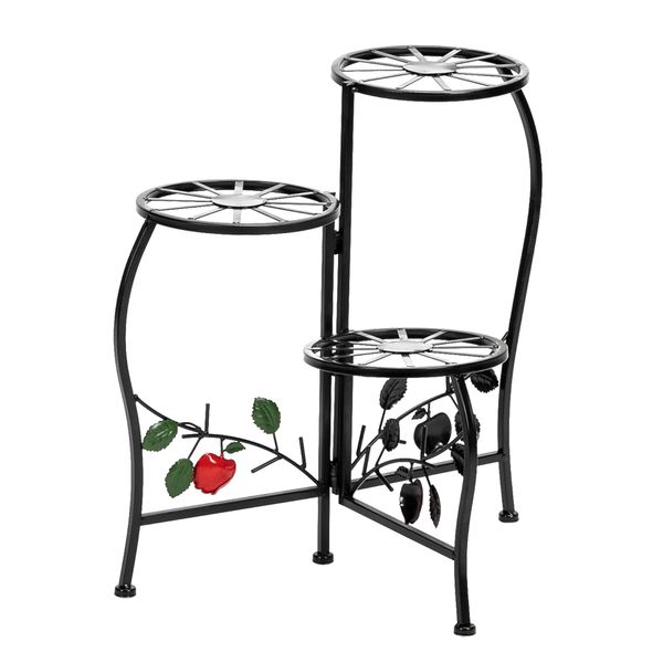 

iron metal plant rack flower pot holder paint painted blade shape 3 blocks metal plant stand indoor outdoor black seller