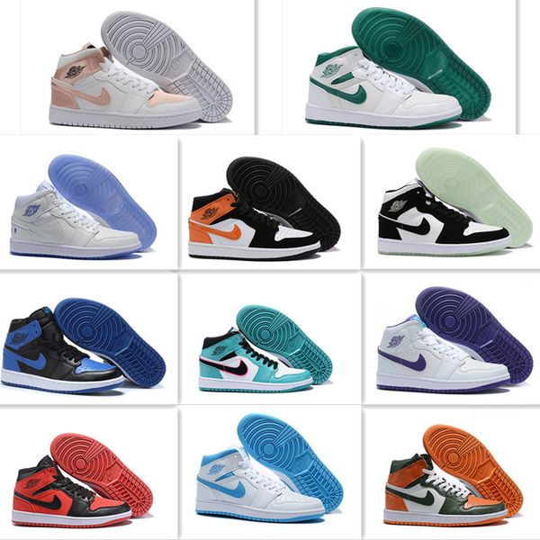 

with box 2021 new arrival jumpman 1 1s high mens in jordan retro basketball shoes men brown blue sport shoes size 787718, Black