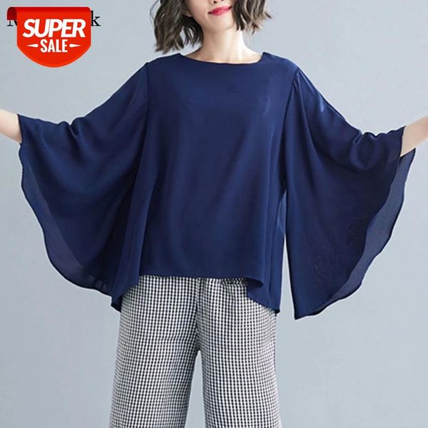 

Plus Size Cotton Linen Women Blouses O-Neck Solid Blouses Women Casual Flare Sleeve Shirt Loose Woman 2021 9426 #lX4V, White