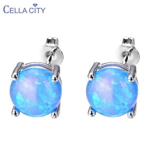 

cellacity 8 colors optional opal silver 925 jewelry gemstones earrings for women fashion simple ear studs rose gold color gift, Golden;silver