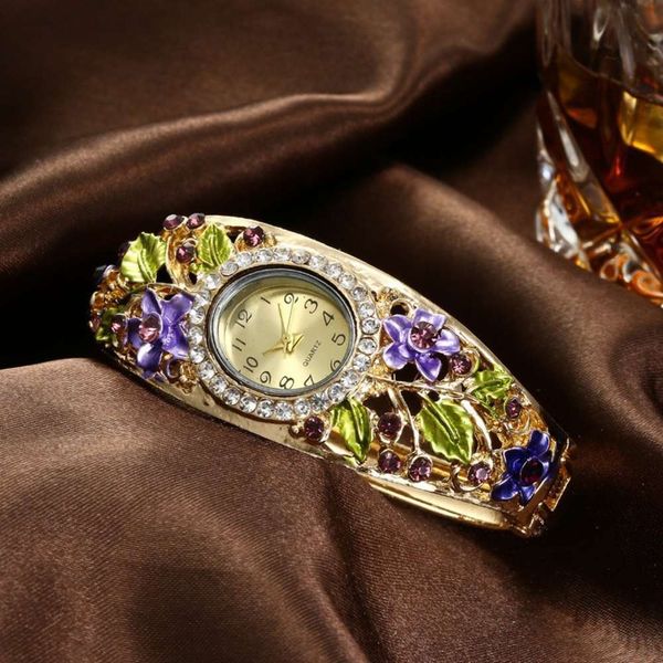 

watch women's student diamond garden bracelet, Slivery;brown