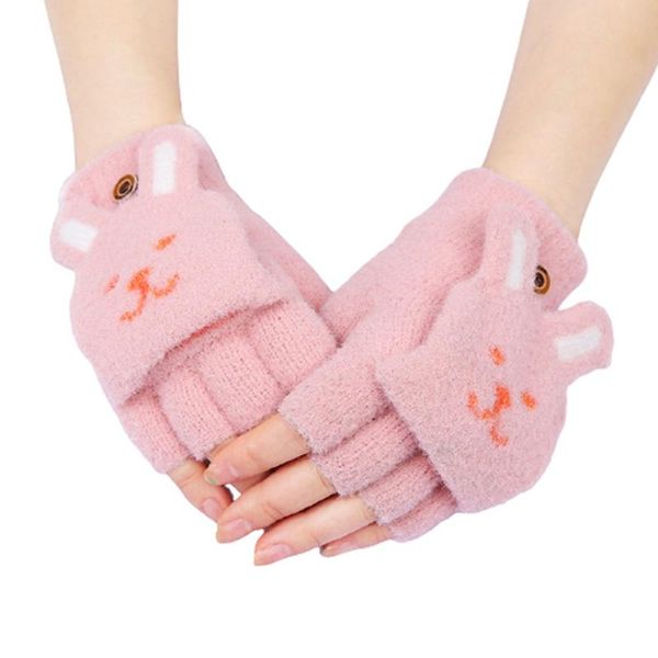 

женщины зима теплая мягкая перчатки мультфильм cat ears половина finger раскладные рукавицы, Blue;gray