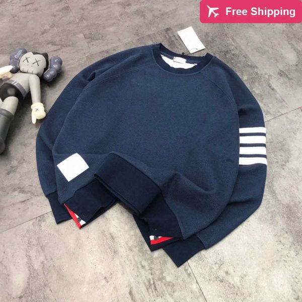 

autumn style 21 sweater tb long sleeve round neck couple with four bars for men women thom, White;black