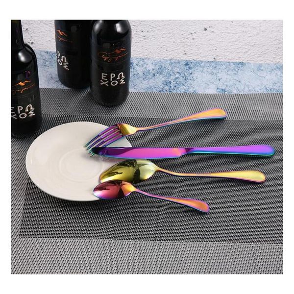 

4pcs dinner forks steak knife teaspoon ice tea coffee cutlery set stainless steel dinnerware restaur bbyoun bdesports